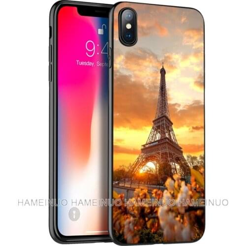 Black tpu case for iphone 5 5s SE 2020 6 6s 7 8 plus X 10 XR XS 11 pro MAX silicon cover Paris France Tower Louvre