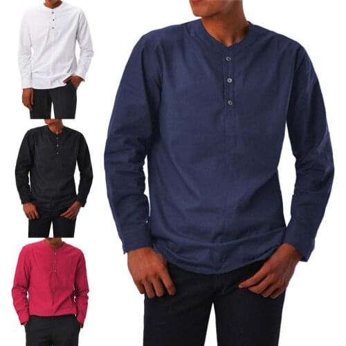 Summer Long Sleeve V-neck T Shirt Mens Chinese Style Large Size Loose Casual Tang Suit Hanfu Mens Clothing