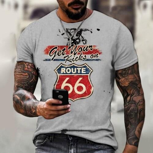 New Mens T-shirt Loose Clothes 66 Letter Printing O-Neck Mens T-shirt Retro Short Sleeve Fashion