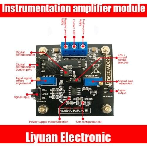 Instrumentation Amplifier Module Voltage Amplifier Module Digital Gain Adjustment Differential Signal Module