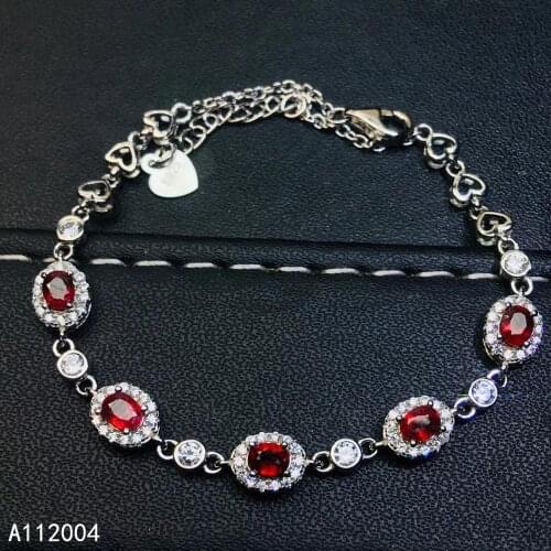 KJJEAXCMY Fine Jewelry 925 Sterling Silver inlaid ruby women hand bracelet vintage support detection