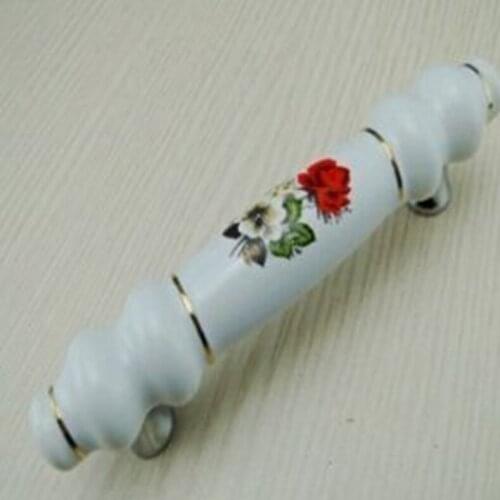 96mm modern fashion pastorale ceramic furniture handles porcelain kitchen cabinet pull silver chrome dresser cupboad door handle