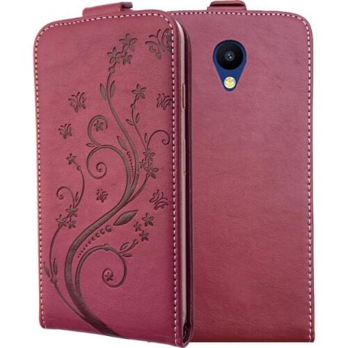 3D Stereo Embossing lace flower butterfly flip up and down leather phone bag cover case for Meizu M5c