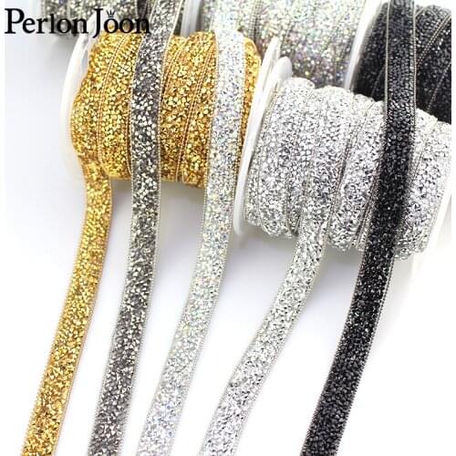 1 Yard Crystal chain trim crystal Hot Fix Rhinestone Tape applique Ribbon With Rhinestones Iron On Appliques DIY Dresses TR101