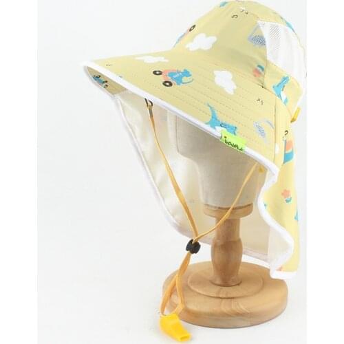 Summer Cartoon Cute Baby Sun Hats Kids Wide Brim UV Protection Beach Cap Boys Girls Outdoor Sun Visor Fishing Bucket Hat