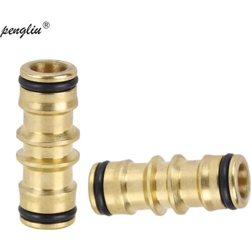 2 Pcs 2 Way Quick Coupling Brass Garden Hose Repair Hose Mender Connector Adapter For Garden Irrigation and Car Wish Hose IT178