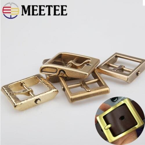 Meetee 1pc ID40mm Pure Copper Brass Belt Buckle Head Detachable Retro Pin Buckles DIY LeatherCraft Belts Decor Accessories YK156