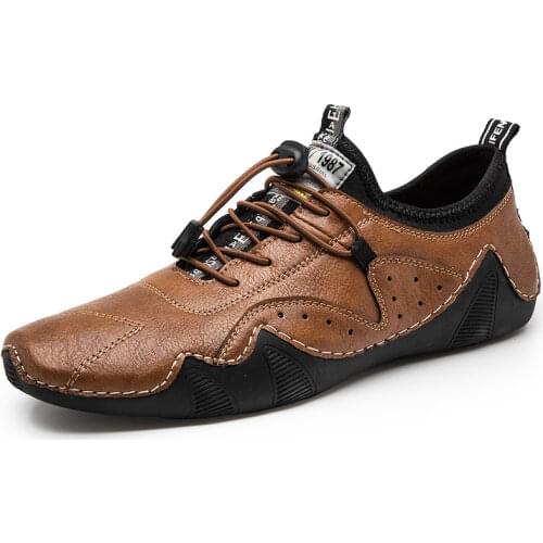 2021 New Mens Leather Loafers Luxury Brand Business Lace-Up Loafers Moccasins Fashion Casual Soft Non-Slip Driving Shoes Hot 47