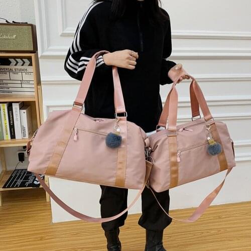 New Nylon Waterproof Shoulder Bag Folding Gym Bag Travel Handbag Womens Bag Large Capacity Bag Womens Trend Dry Wet Separation