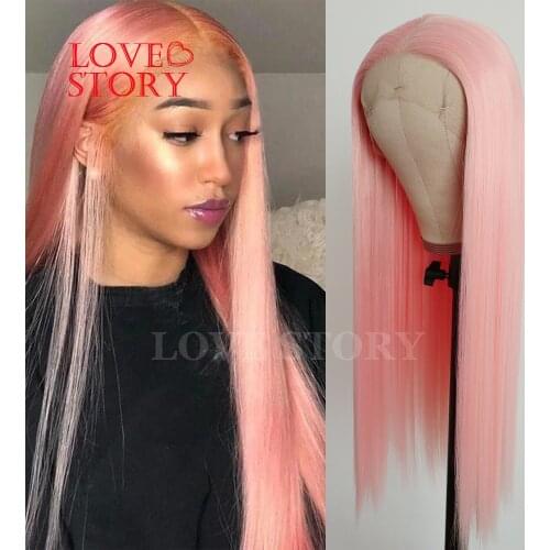 Lovestory Silky Straight Synthetic Lace Front Wig Glueless Heat Resistant Synthetic Lace Hair Wigs For Fashion Women