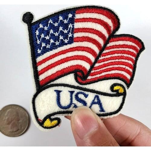 PGY U.S.A National Flag United States Embroidery Patches for Clothing Iron On Appliques Diy Coat Bags Hats Stickers Parches