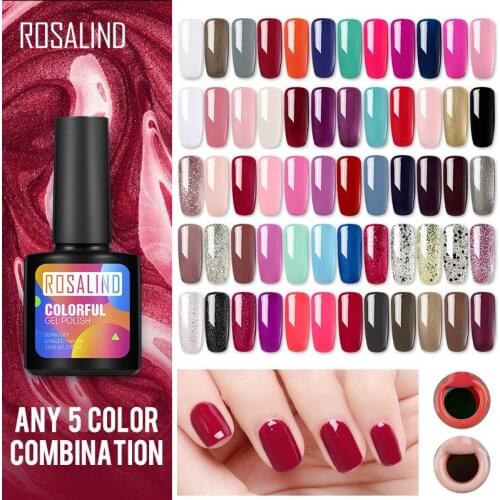 ROSALIND 10ml Shiny Rainbow Gel Nail Polish Bright For Glitter Painting Nail Art Design Poly UV Top Base Primer For Manicure