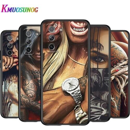 Sexy Sleeve Tattoo Girl for Samsung Galaxy S21 Note 20 S20 FE Lite Ultra 10 9 8 Pro S10E S10 5G S9 S8 S7 S6 Plus Phone Case