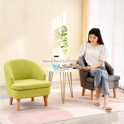 Nordic solid wood single sofa chair bedroom small apartment balcony bay window lazy sofa removable and washable living room comp