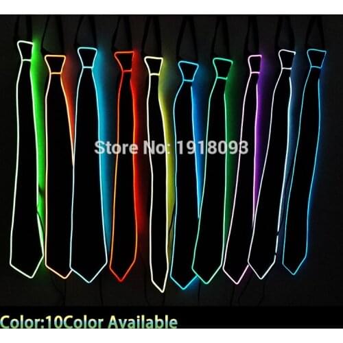 High quality 10 Color Available Luminous EL Necktie LED Strip tie Neon Tie Light up By Battery Mens Wedding Gift