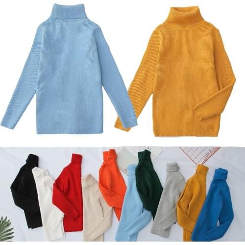 Turtleneck Sweater Kids Boys Pullover Sweater Candy Color Costume Autumn Winter Kids Clothing Knit Children Tops Clothes