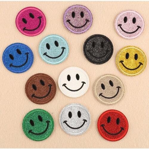 For Clothing DIY Iron On Patches On Clothes Hats Round Cartoon Smiley Embroidery Patches Child Decal Jeans Stickers Badge Patch