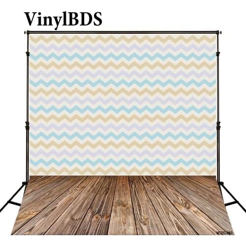 VinylBDS 8x8ft Newborn Cartoon Backdrops Color Stripes Wall Photography Backdrop Lovely Wooden Floor Background for Kids