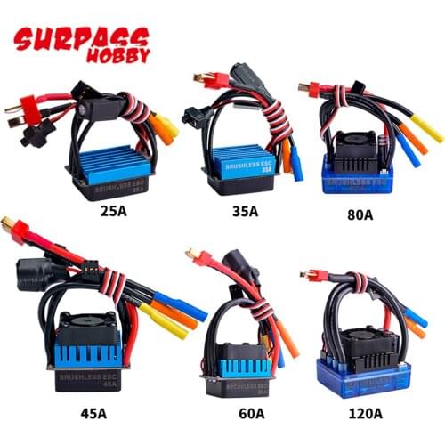 25A/35A/45A/60A/80A/120A Waterproof Senseless Brushless Speed Controller For 1/8 1/10 1/12 RC Car Crawler RC Boat