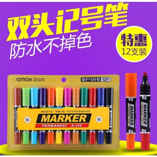 Colorful Big Head Could Add Oil 12 Colors Marker Pen