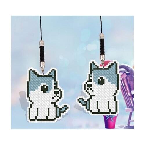 ZSMX17 Phone Key Bag Hanging Accessories Dog DIY Craft Needlework Embroidery Crafts Counted Cross-Stitching Kit