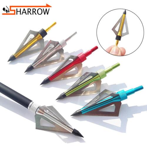 6pcs Archery 3 Blades Arrowhead Crossbow Arrow Hunting Steel Broadheads Carbon Fiberglass Arrow Shooting Point Tips SHARROW