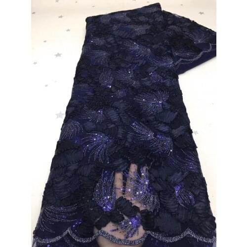 African Tulle Lace Fabric Royal Blue High Quality Embroidery France Net Lace Fabric Nigerian Material For Party Dancing Dress