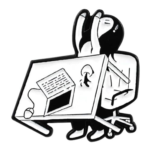 Crash Angry Girl Metal Enamel Brooch Flip Office Computer Desk Coffee Cup Badge Pin Chuanx Work Stress Trendy Jewelry Accessorie