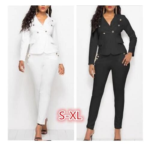 Blazer 2 Piece Set Women Winter Work Wear Full Sleeve Blazers Pencil Pants Suit Two Piece Set Office Lady Outfits