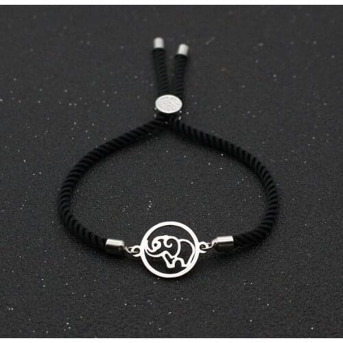 Cute Bear Stainless Steel Elephant Charm Bracelets For Men Women Adjustable Lucky Red Rope Chain Bracelet Couple Jewelry Gift