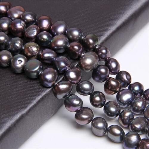 Black Natural Baroque Pearls Beads Bulk Nuggets Freshwater Round Potato Button Coin Pearls For Jewelry DIY Making 14" Strand