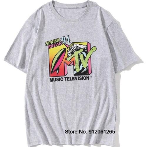 MTV Music Television Retro T Shirt Mens Spring Break 94 Rock Hip Hop TV Show T-Shirts Cotton Funny Cool Fashion Tops Tees Gift
