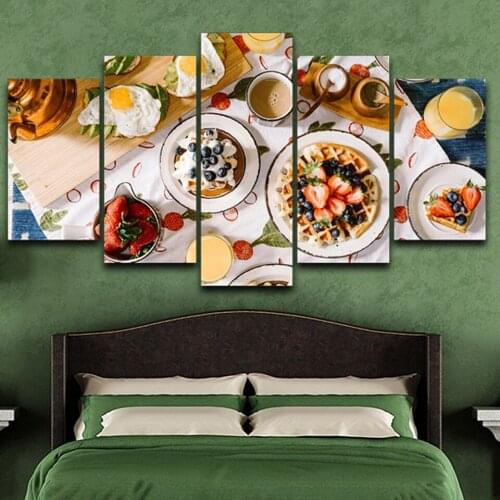 Modular Canvas Painting Frame HD Printed Poster 5 Pieces Delicious Food Pictures Wall Art Home Decor For Living Room Or Kitchen