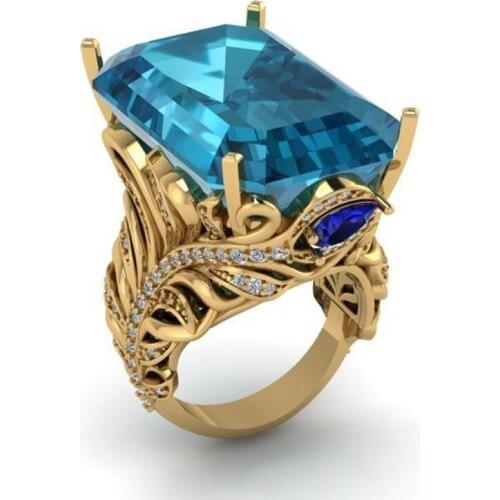 New European and American Alloy Model Oversized Crystal Ring for Women Fashionable Anniversary Celebration Wearing Ring