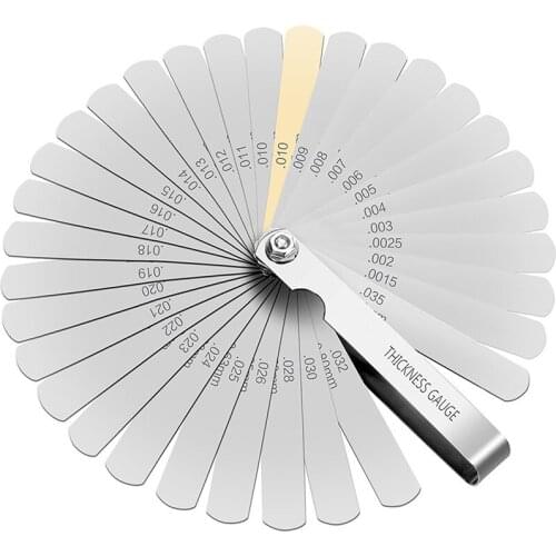Stainless Steel Feeler Gauge 32 Blades Scale 0.04-0.88mm Thickness Gap Metric Imperial Filler For Pressure Gauge Valve Gasket