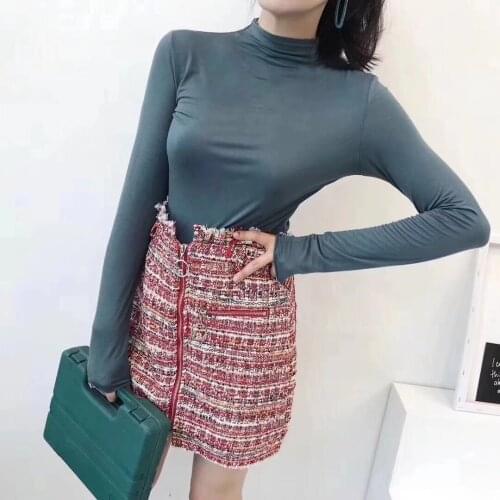 Women Autumn Spring Basic Slim Bottoming Shirt Solid Long Sleeve Harajuku Turtleneck Girls Tshirt Black All-match T-shirts Tops