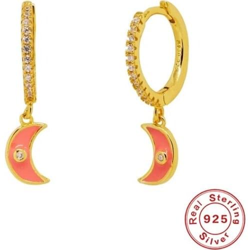Girls Crystals Moon Earrings For Women 925 Sterling Silver Pendientes Earrings Gold Silver Party Jewelry Accessories oorbellen