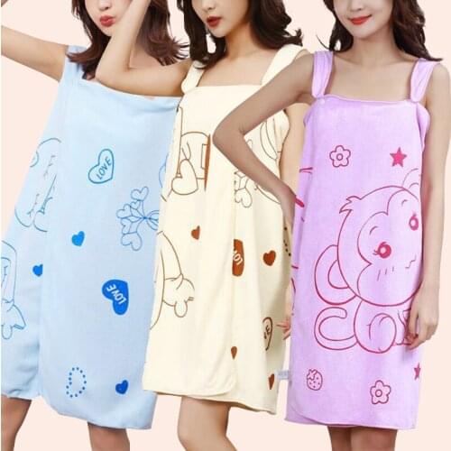 Wearable Bathing Towels Microfiber Bath Robe Women Bathroom Home Textile Absorbent Shower Towel Women Robe Bath Towel