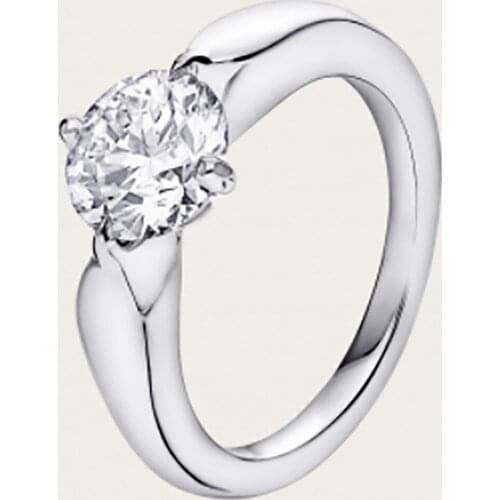 14K Au585 White Gold Ring Women Wedding Anniversary Engagement Party Ring Round Moissanite Diamond Elegant Trendy Cute Romantic