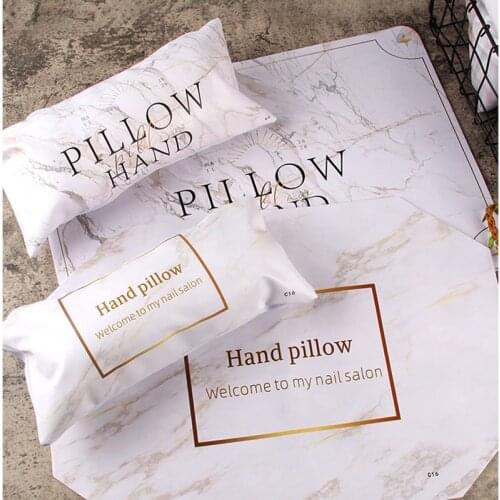 1Pc 26*12CM Marbled Hand Pillow Hand Arm Rest Pillow Holder Cushion PU Leather Sponge Holder Soft Manicure Nail Salon Tools H