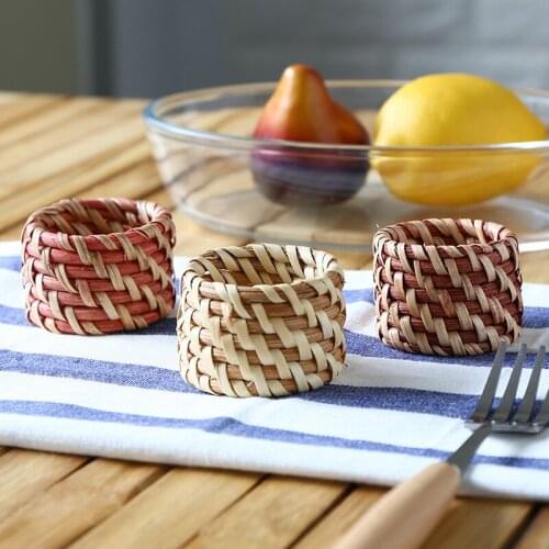 10 / PCS NEW rattan napkin ring decorative mouth cloth ring square towel ring handmade rattan napkin buckle