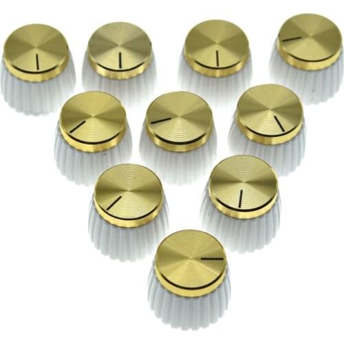 10x Amplifier Knobs White w/ Gold Cap Push on Knobs for Marshall Amplifier AMP Knob