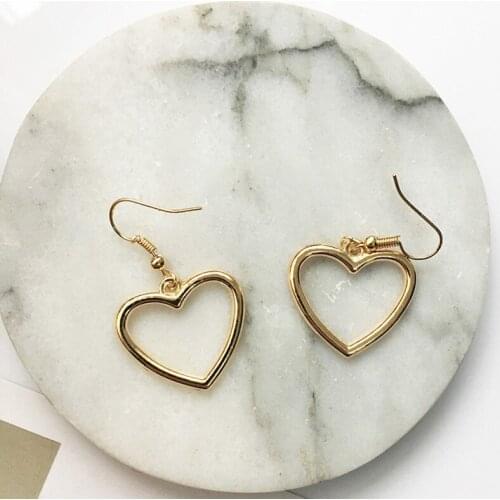 12 Pairs/Lot Silver Gold Color Hollow Dangle Earrings Heart Love Drop Earring Women Jewelry Ear Geometric Big Eardrop Accessory