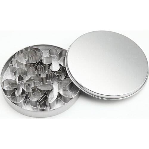 12pcs Round Shape Cookie Cutter Slicers Bread Fruit Biscuit Stainless Steel Fondant Cake Mold Sugar Fondant Decorating Tool