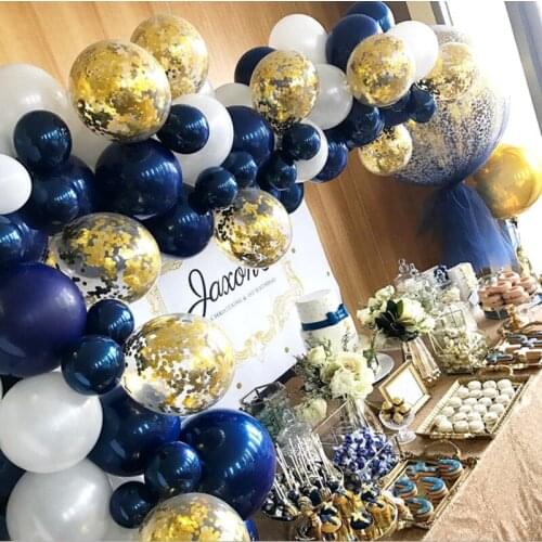 18pcs Ink Blue Series Latex Balloon Set Clear Star Gold Metallic Balloons Wedding Decoration Baby Shower Birthday Party Supplies