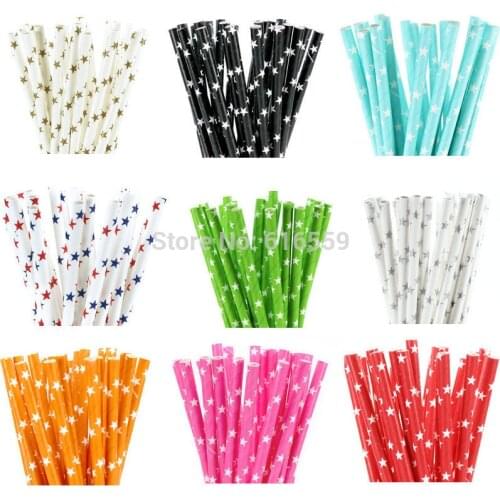 25pcs/lot Star Colorful Paper Straws For Birthday Wedding Baby Shower Decorative Creative Drinking Straws Supplies