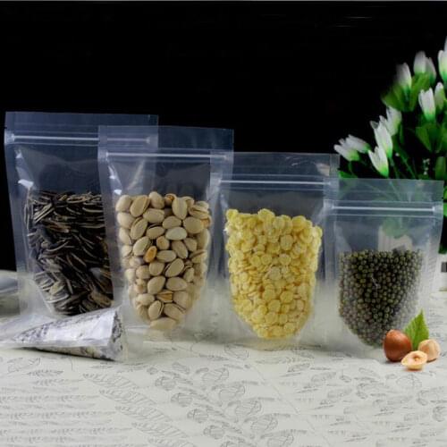 300pcs Zip Lock Packing Bag Stand Up Pouch Resealable Zipper Transparent Plastic Bags Food Coffee Nuts Storage Packaging Bag