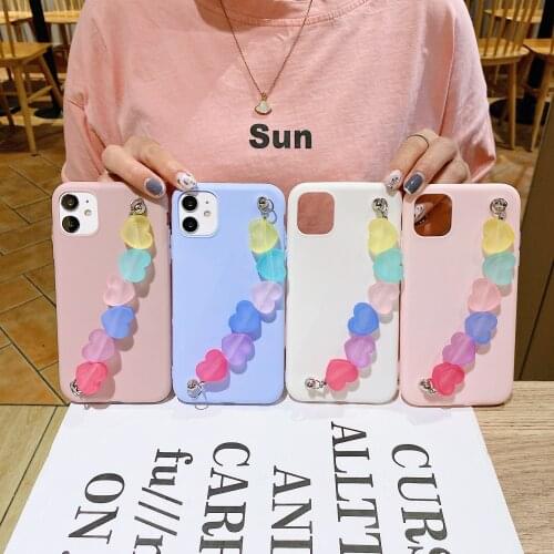 For Samsung Galaxy A 01 11 21 31 41 81 91 51 71 72 12 52 32 42 02s Candy Color Love Bracelet Soft TPU Case