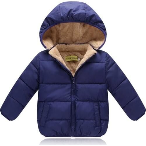 ZWY1284 Childrens Coat Winter Fleece Outdoor Jackets For Boys Girls Warming Hooded Plush Cotton Jacket Baby Boy Clothing