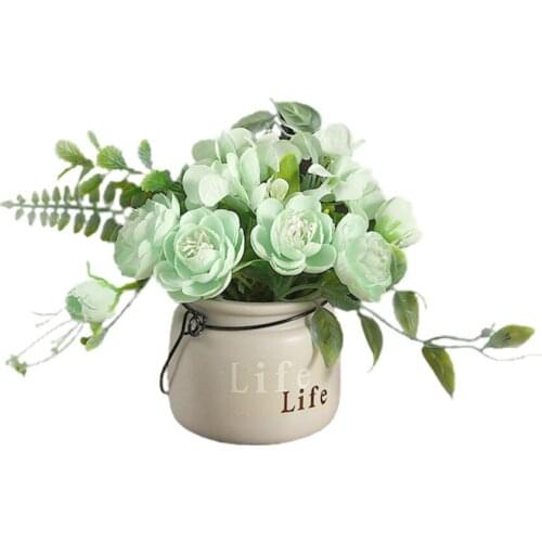 Artificial Flower Ins Hydrangea Simulation Plants For Gifts 15cm Lifelike 1pcs With Ceramic Pot Colorful Decorative Ornaments